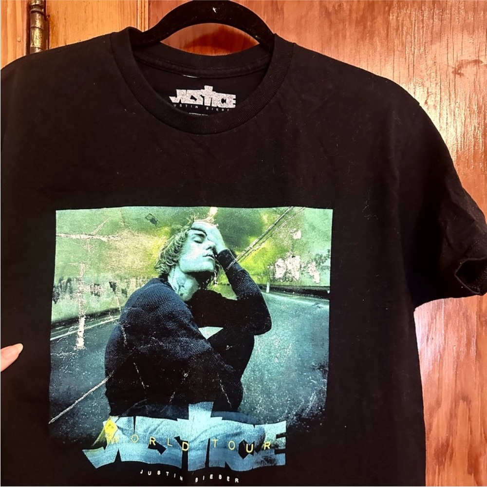 Justin Bieber Justice World Tour Black Graphic T-Shirt